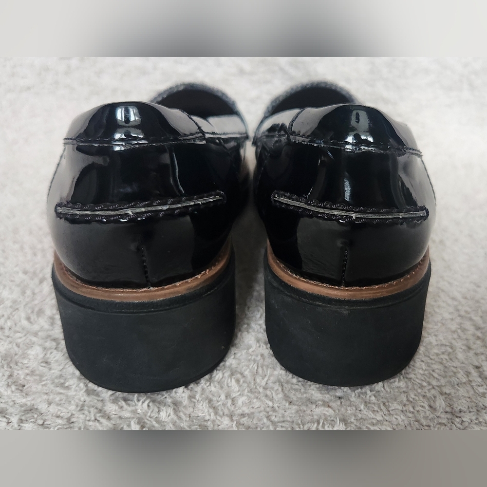 Clarks Black Patent & Gray Tweed Loafers - Picture 3 of 5